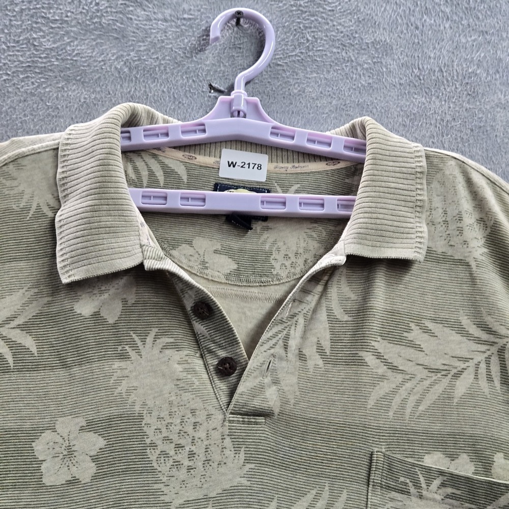 Tommy Bahama Men Polo XXL Green Floral Pineapples Hawaiian Short Sleeve - Picture 4 of 9